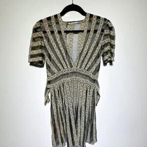 Womens Black & Cream Lace Summer Dress Size S